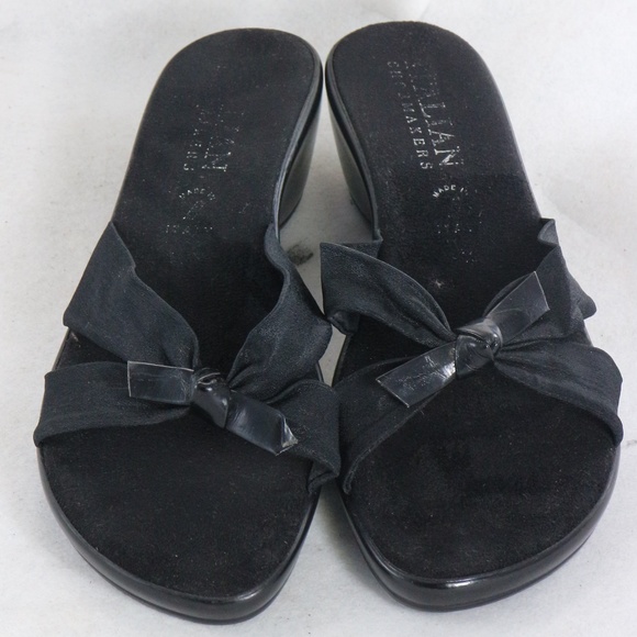 ITALIAN SHOEMAKERS Black Cross Strap Bow Sandals Sz 8 US Women - Picture 7 of 8